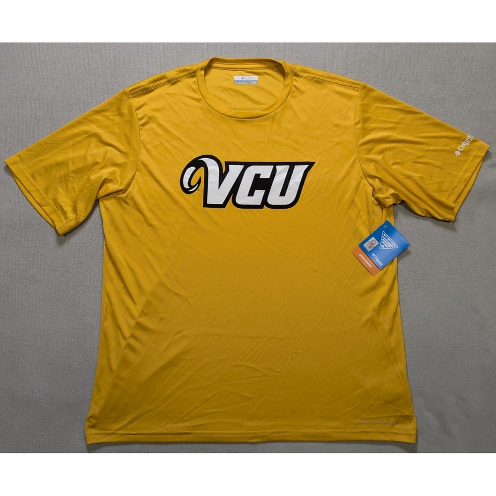 VCU Rams Shirt Mens Medium Yellow Columbia PFG Training Performance Basketball